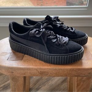 Fenty Puma By Rihanna Black Velvet Creepers Platform Shoes Sneakers Size US 9
